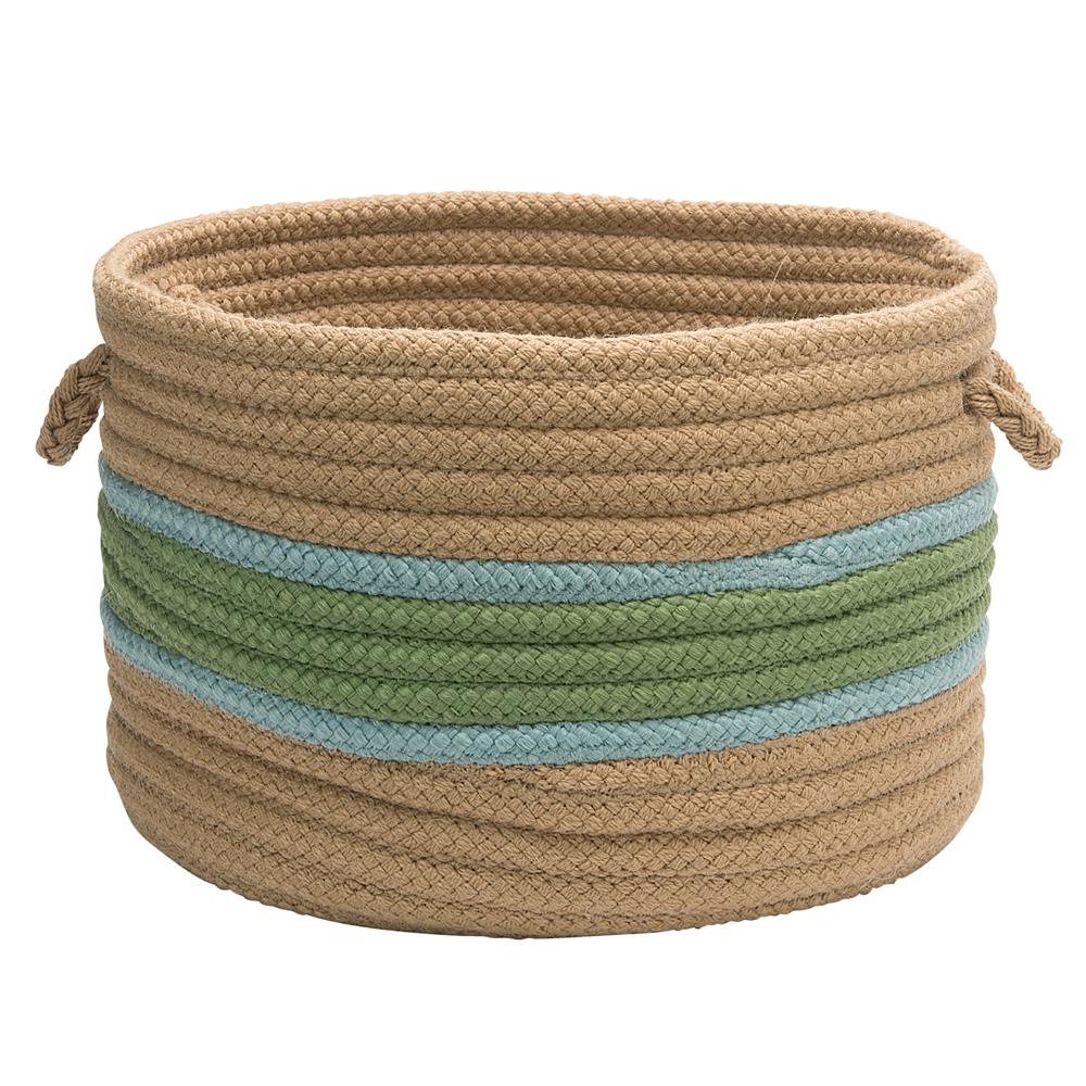 Colonial Mills GA01A014X010 Garden Banded - Moss/Fed Blue 14"x10" Round Utility Basket